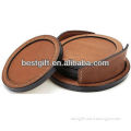 PU leather cup coaster with round design,elegant and vintage